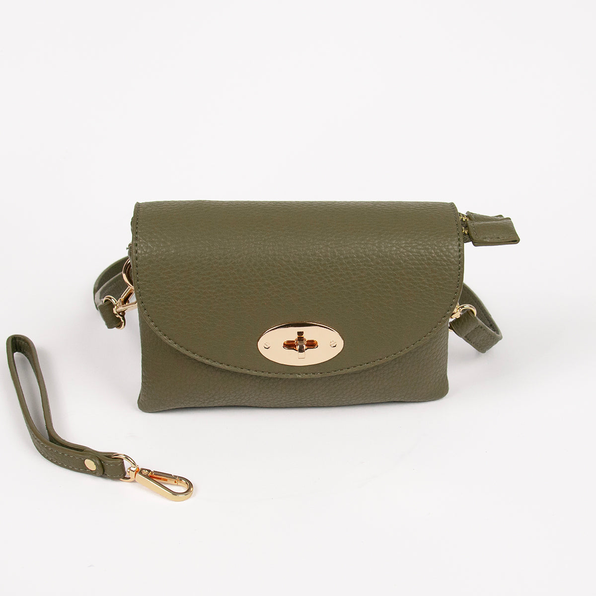Bags, ELMA small clutch with front buckle - olive green