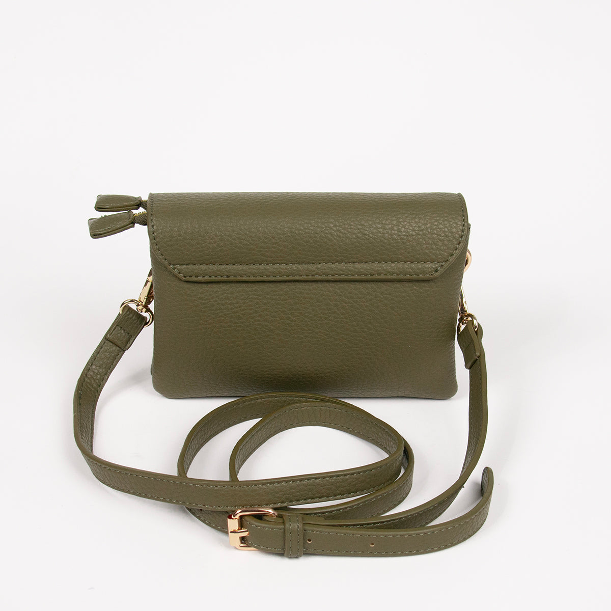 Bags, ELMA small clutch with front buckle - olive green