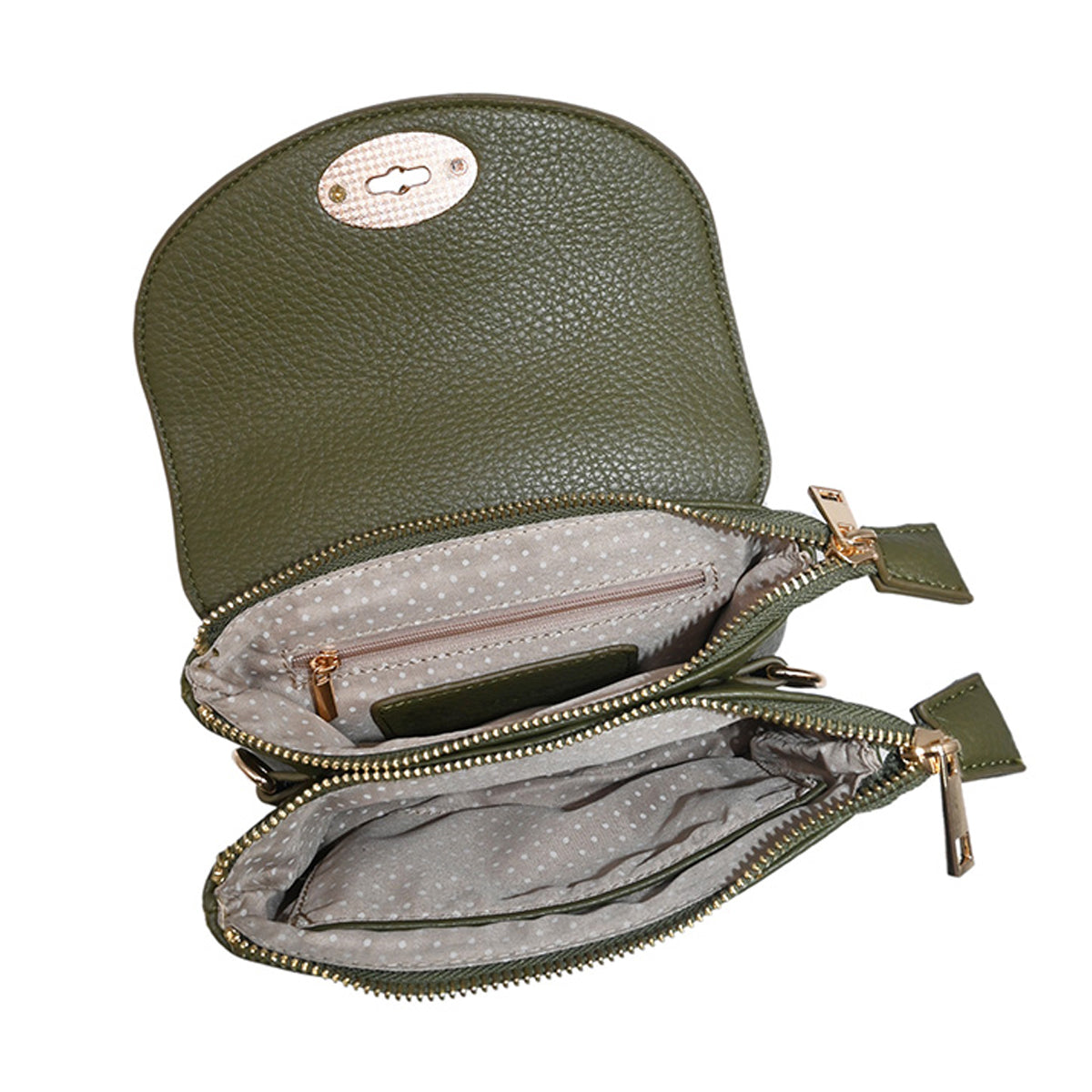 Bags, ELMA small clutch with front buckle - olive green