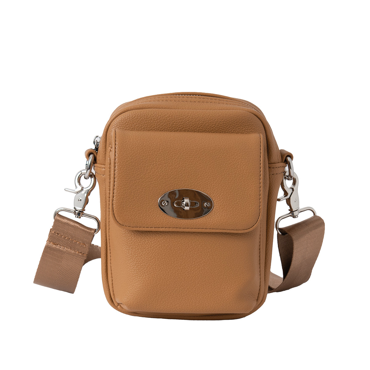 Bags, ELINE CityBag with front buckle - cognac