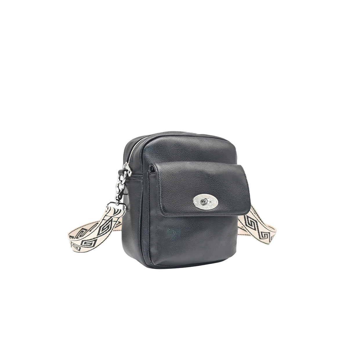 Bags, ELLEN Large CityBag with front buckle - black