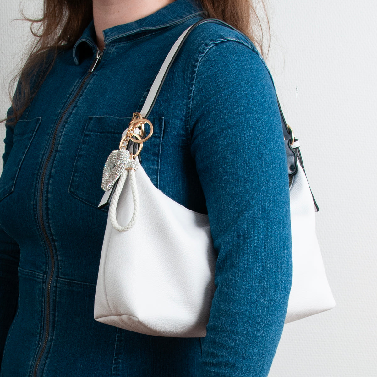 Bags, EMBLA Shoulder bag with Deco white