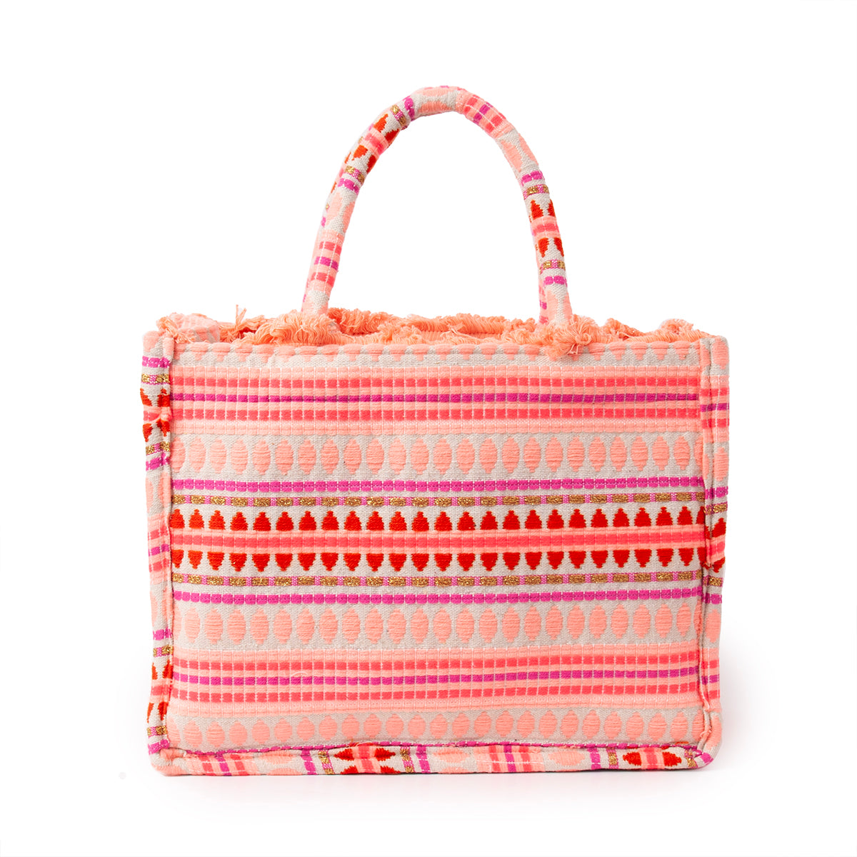 Bag, Jaquard shopper - coral