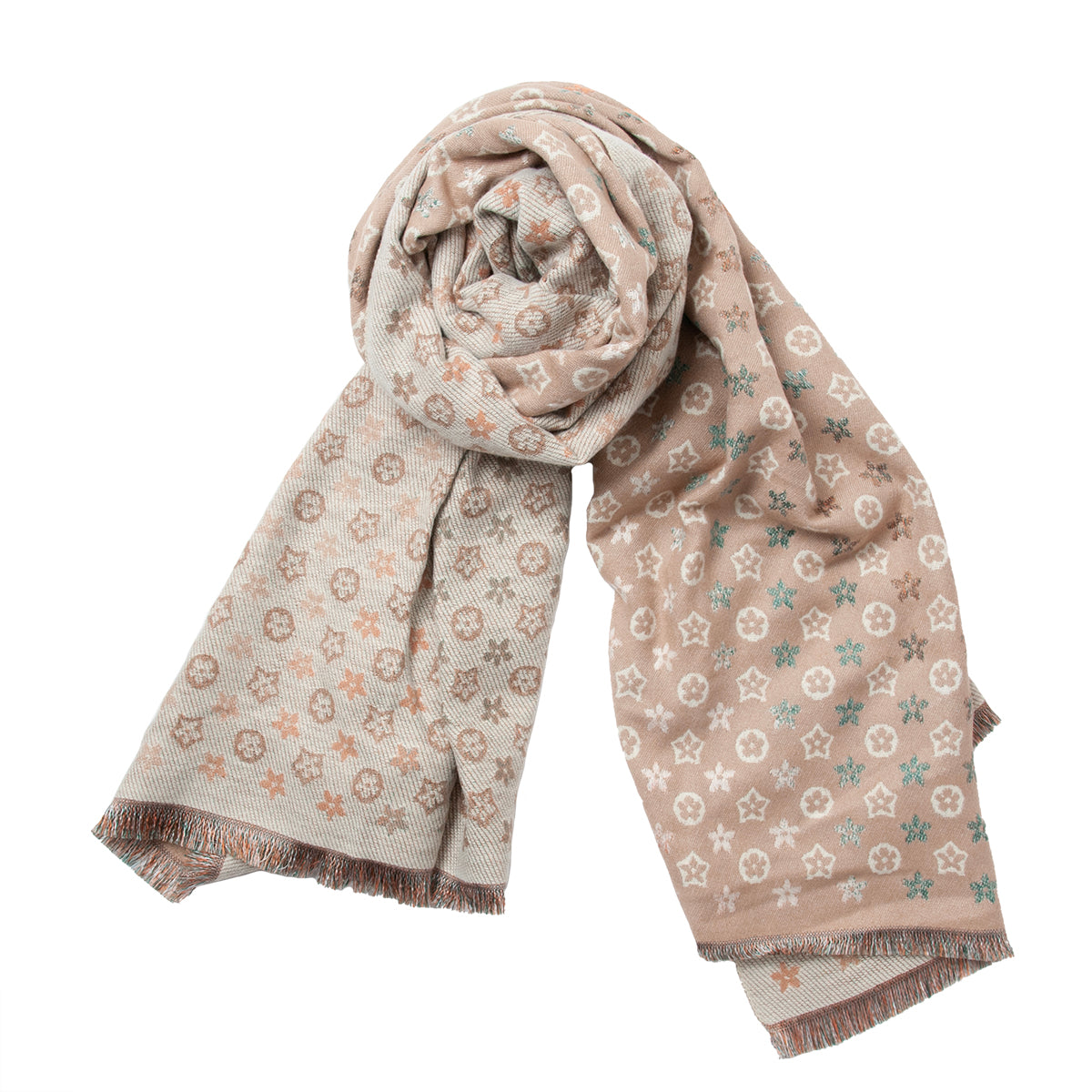 Scarf, Soft large scarf woven pattern LV - beige