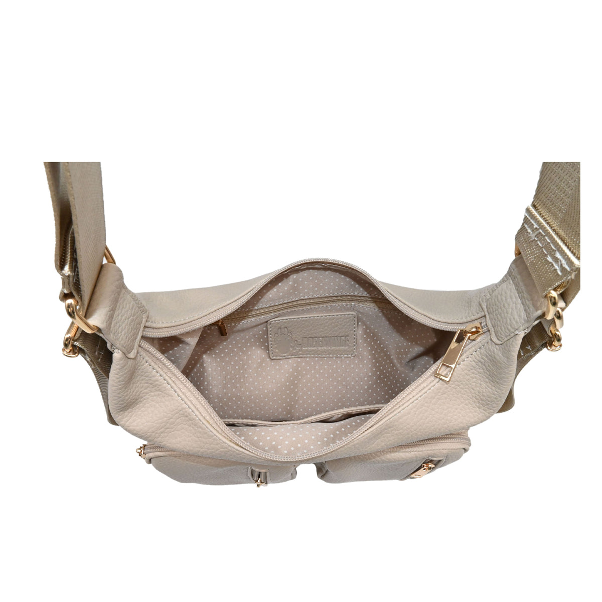 839005 Vesker, FRYD crossbag med frontlommer - beige