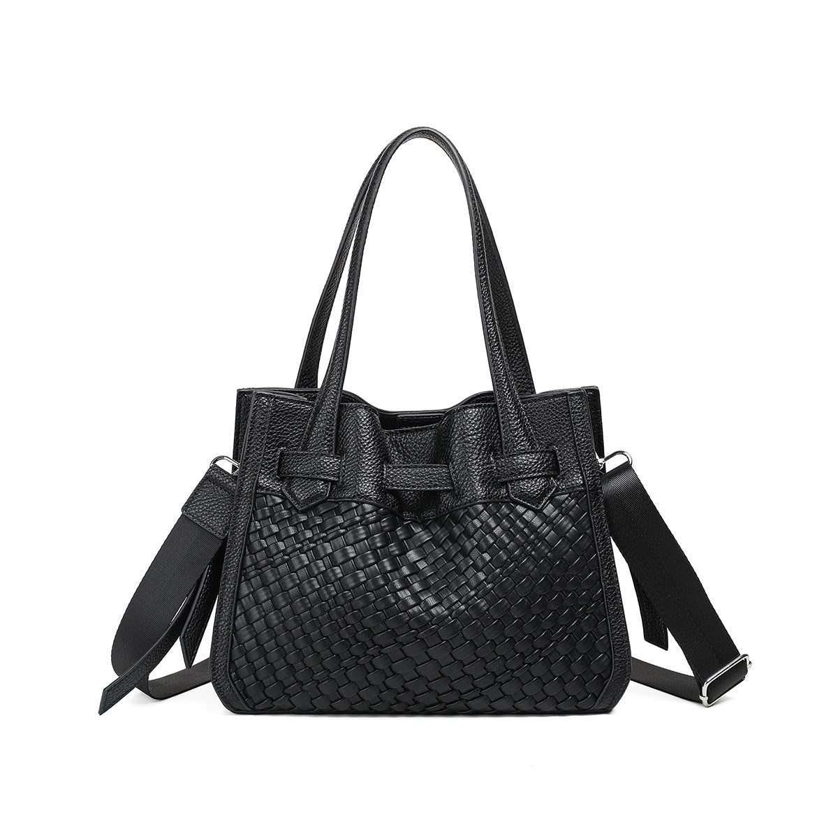 840101 Vesker, FELIN Shopper med flette front - svart