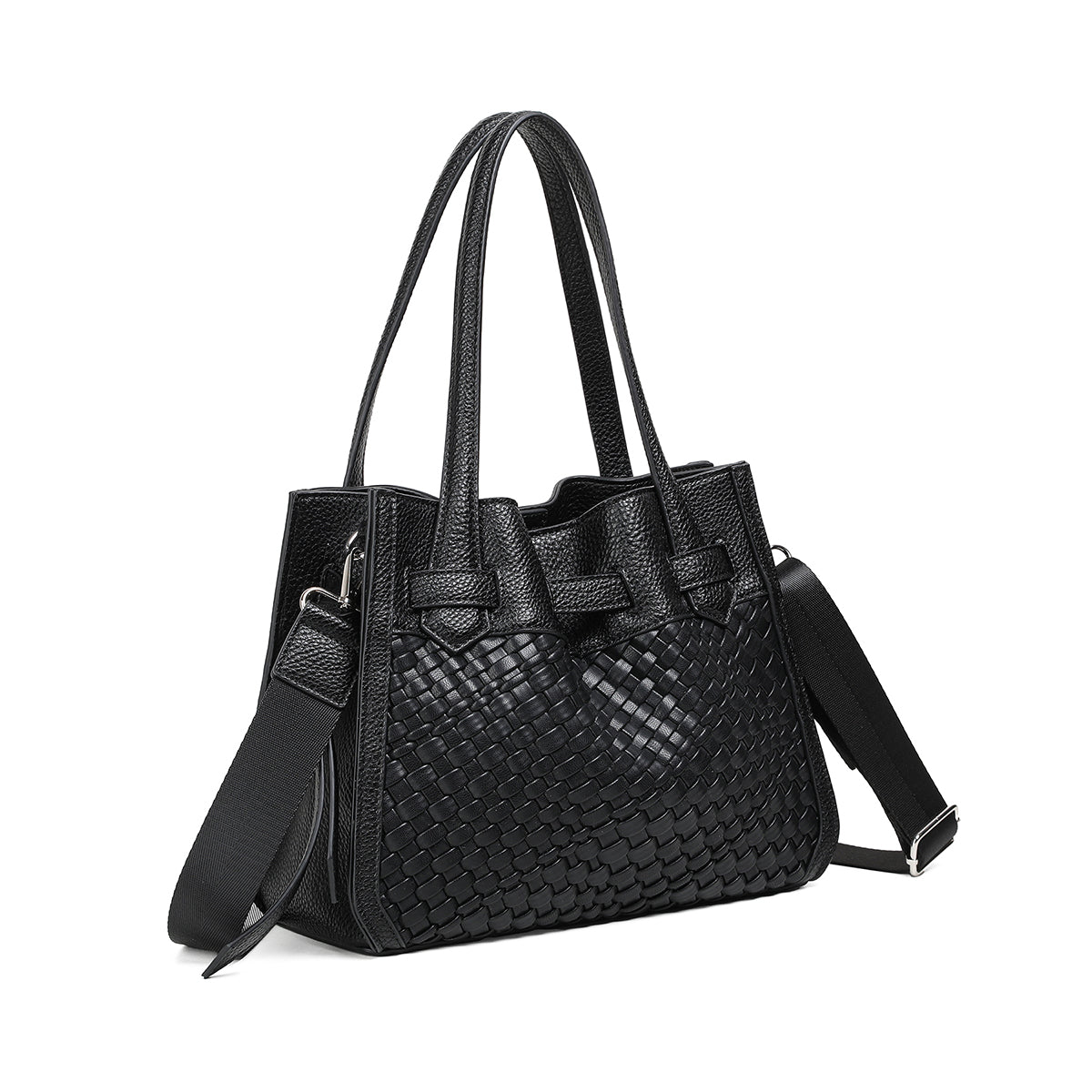 840101 Vesker, FELIN Shopper med flette front - svart