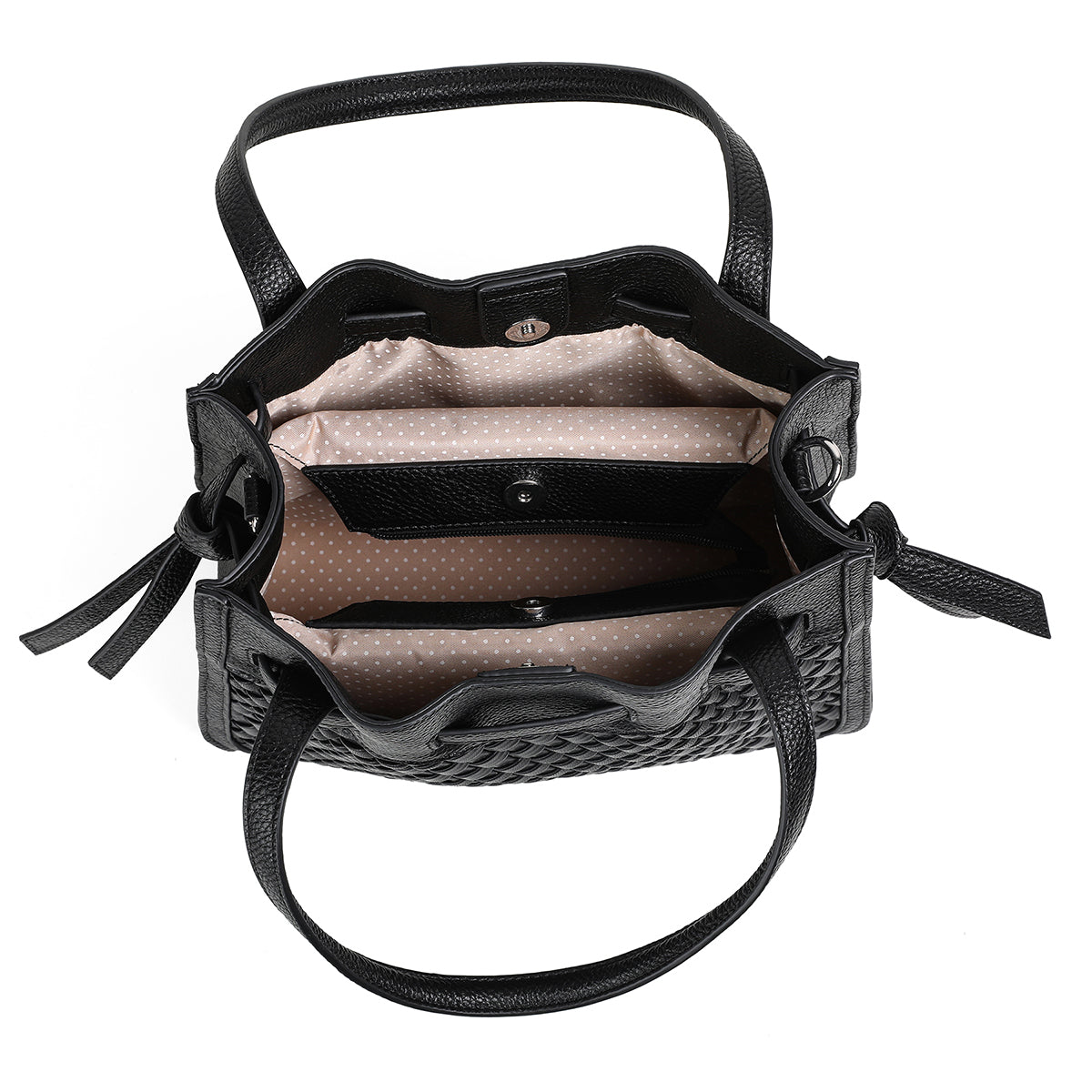 840101 Vesker, FELIN Shopper med flette front - svart