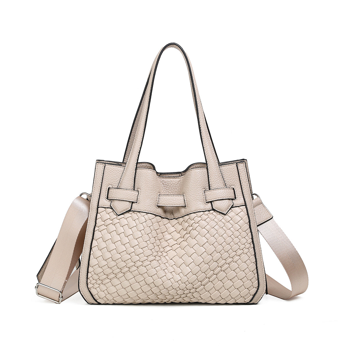 840105 Vesker, FELIN Shopper med flette front - beige