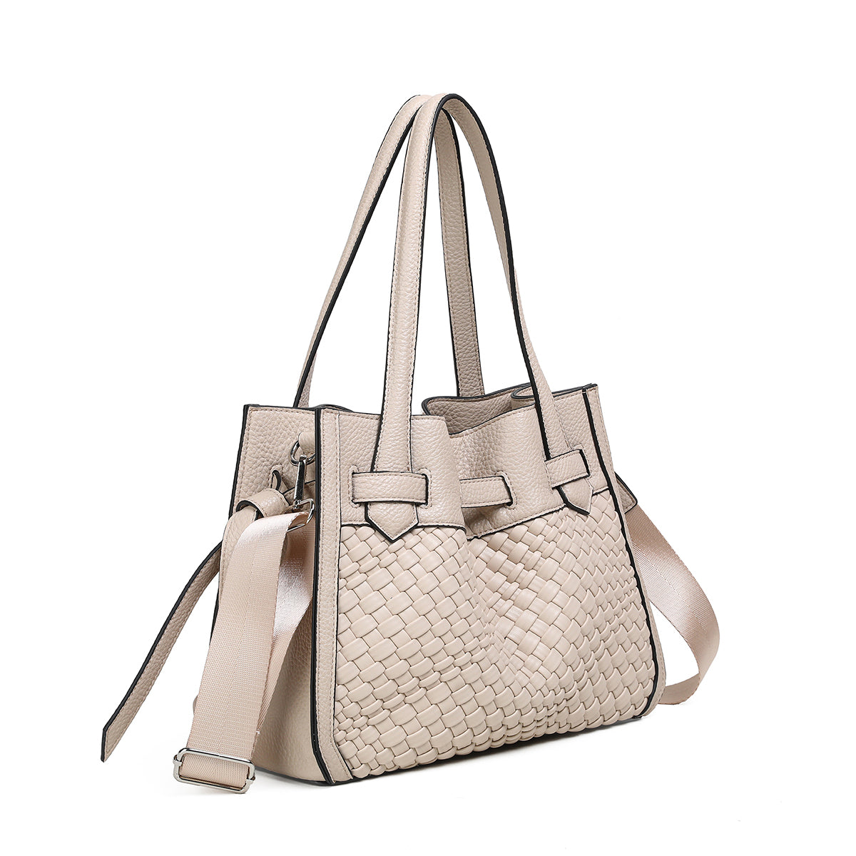 840105 Vesker, FELIN Shopper med flette front - beige