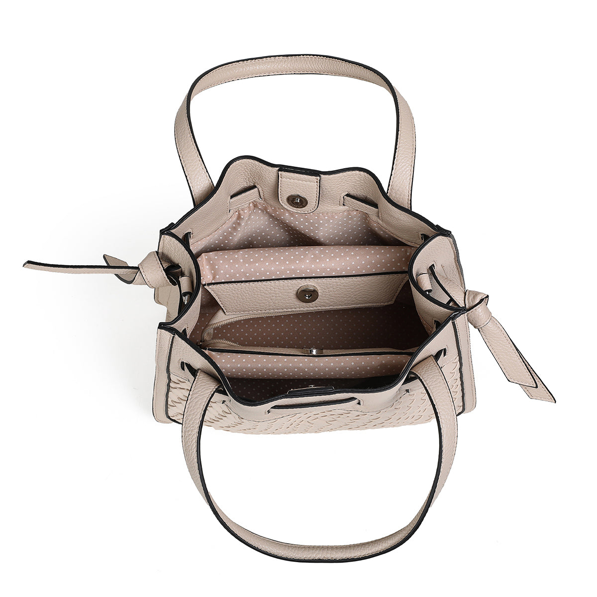 840105 Vesker, FELIN Shopper med flette front - beige