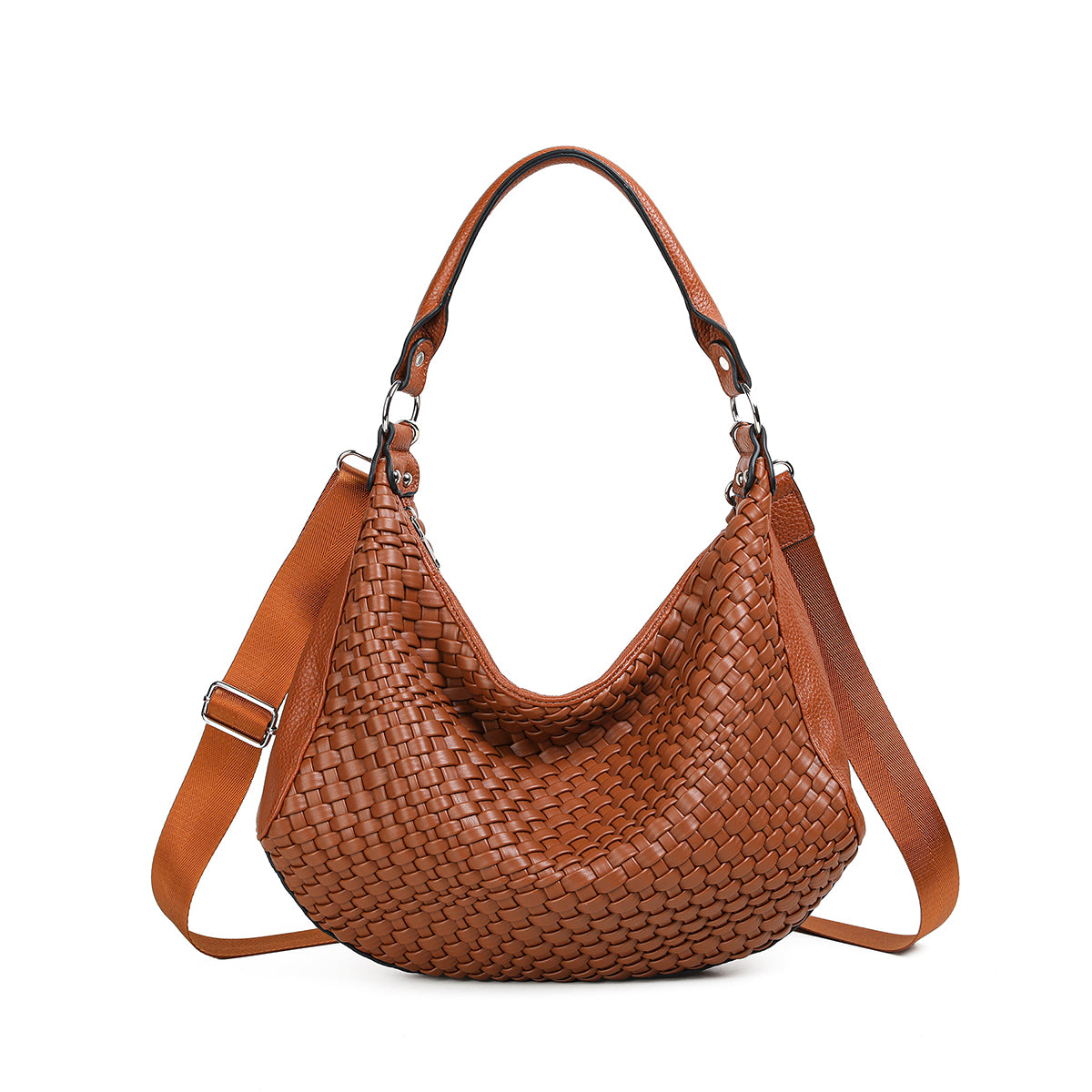840215 Vesker, FIGARO Bag med flette front - cognac