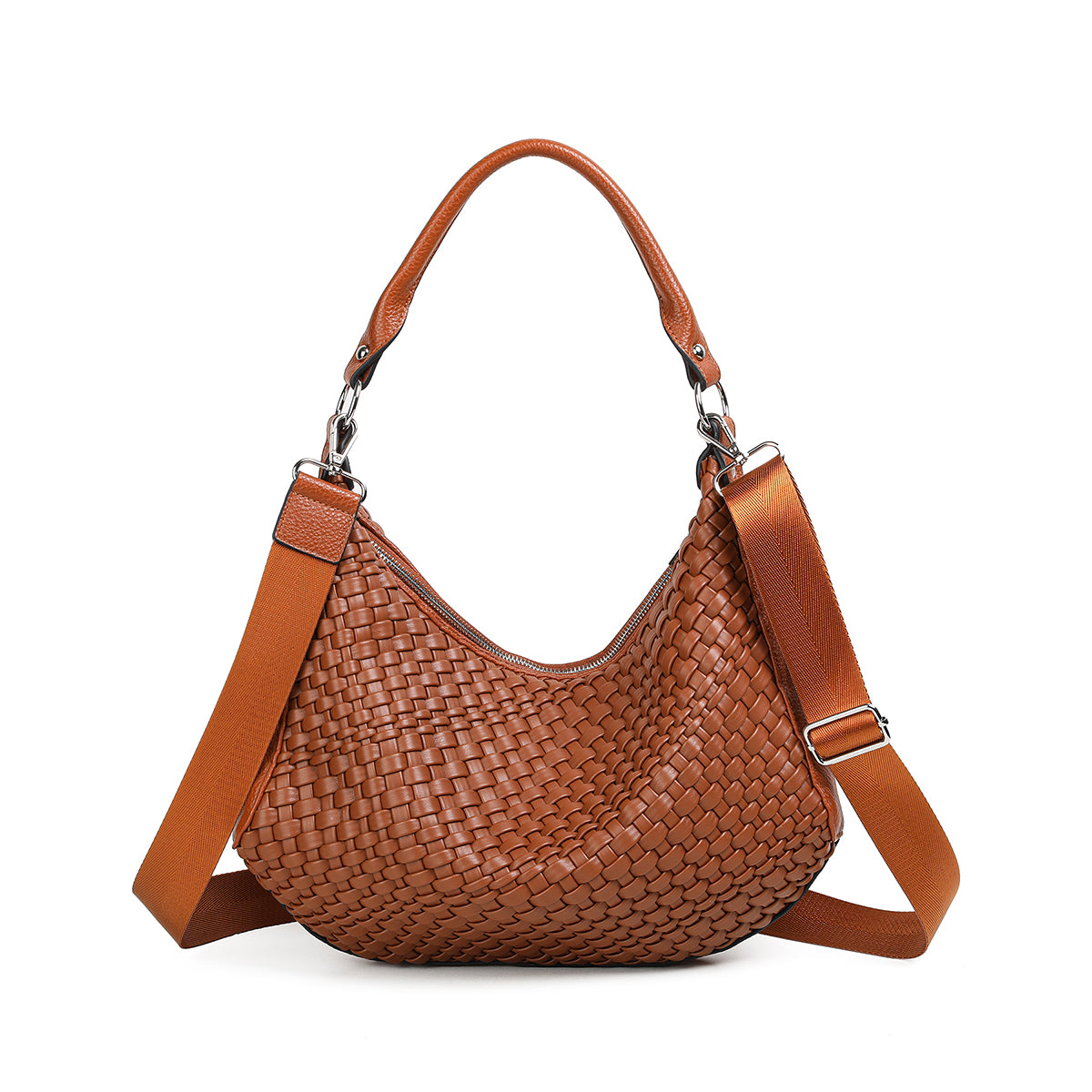840215 Vesker, FIGARO Bag med flette front - cognac