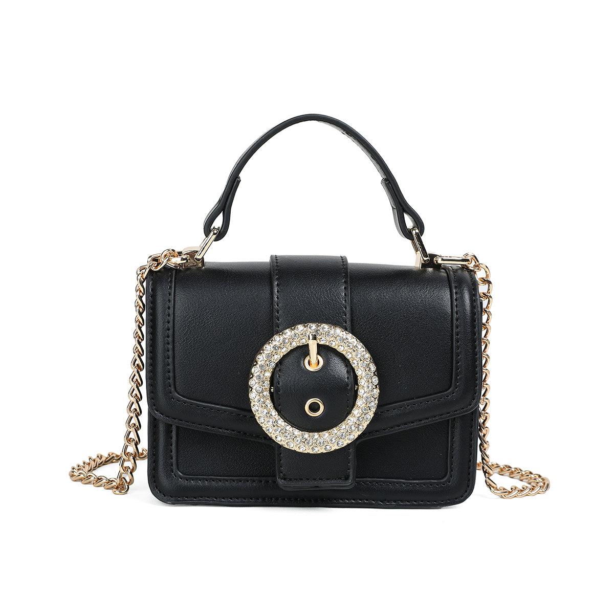 840301 Vesker, FELICIA Clutch med stor glitterspenne- svart