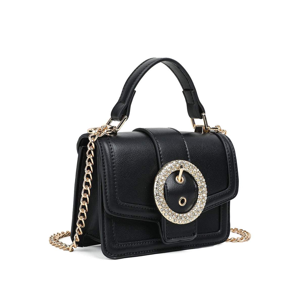 840301 Vesker, FELICIA Clutch med stor glitterspenne- svart