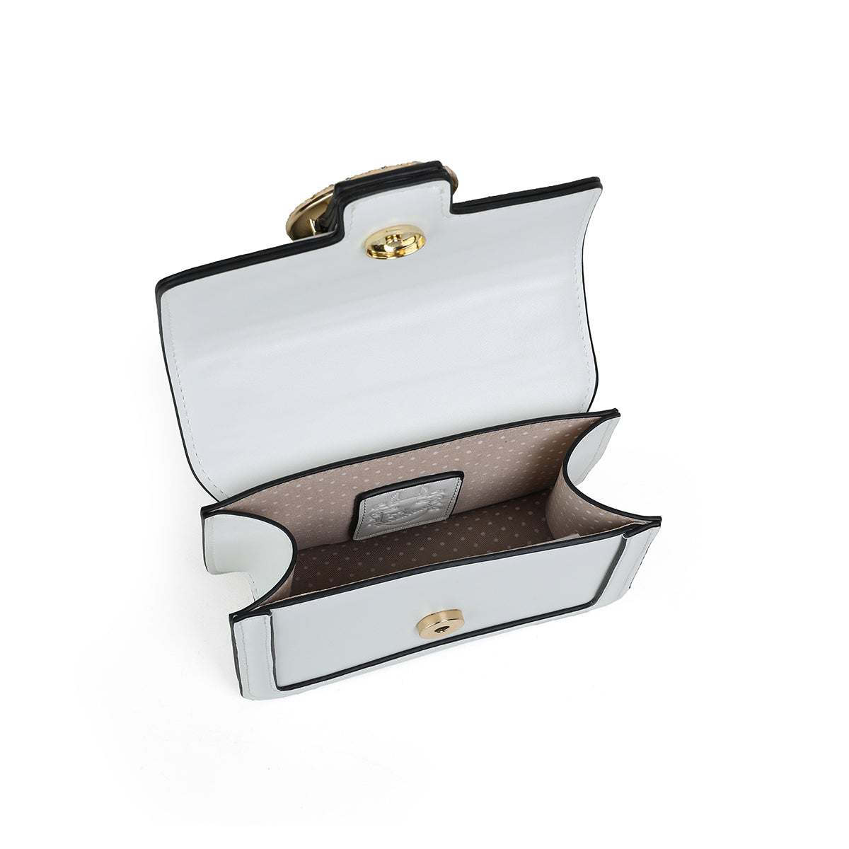 840302 Vesker, FELICIA Clutch med stor glitterspenne- hvit