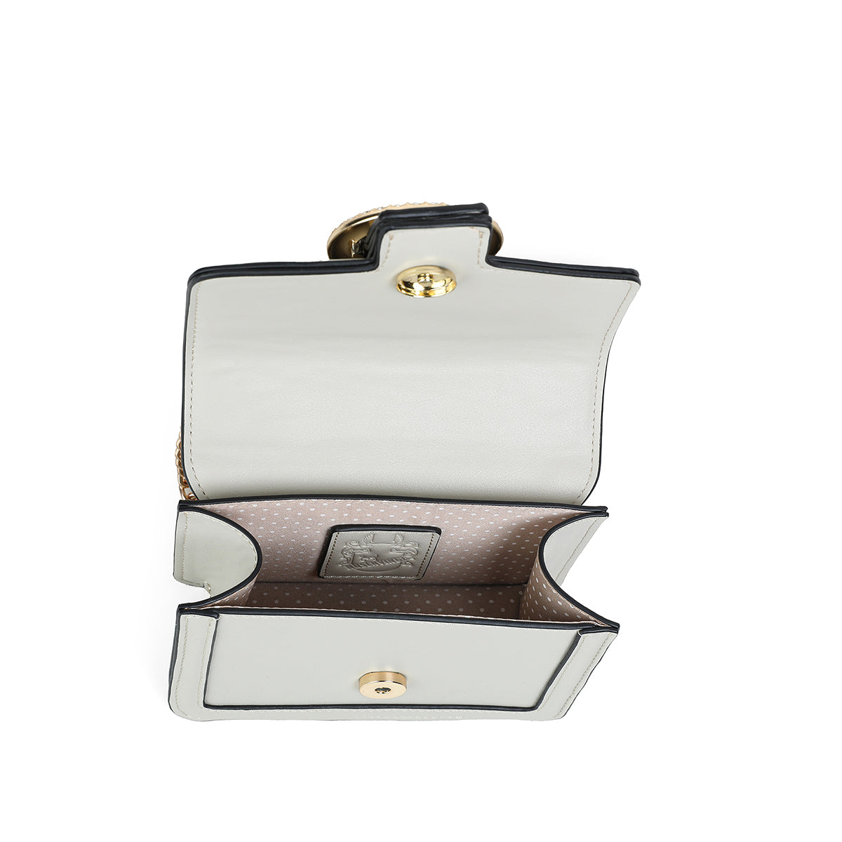 840305 Vesker, FELICIA Clutch med stor glitterspenne- beige