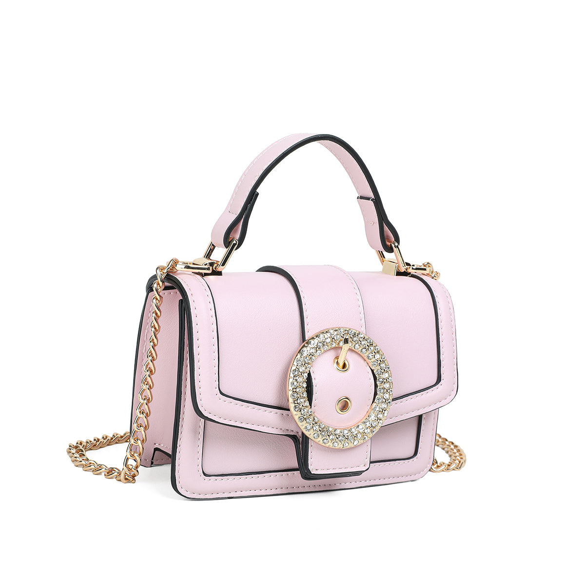 840336 Vesker, FELICIA Clutch med stor glitterspenne- lys rosa