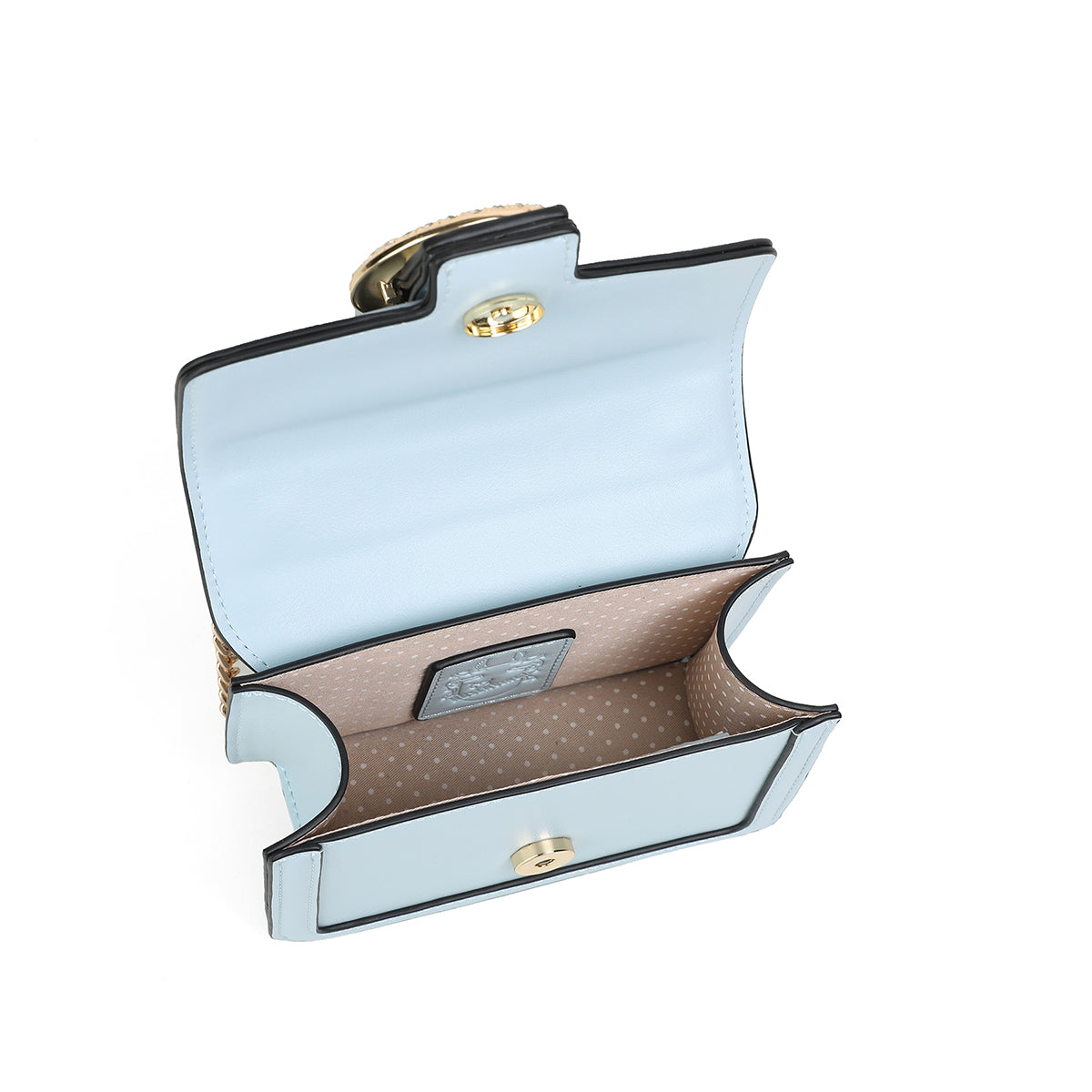 840346 Vesker, FELICIA Clutch med stor glitterspenne- lys blå