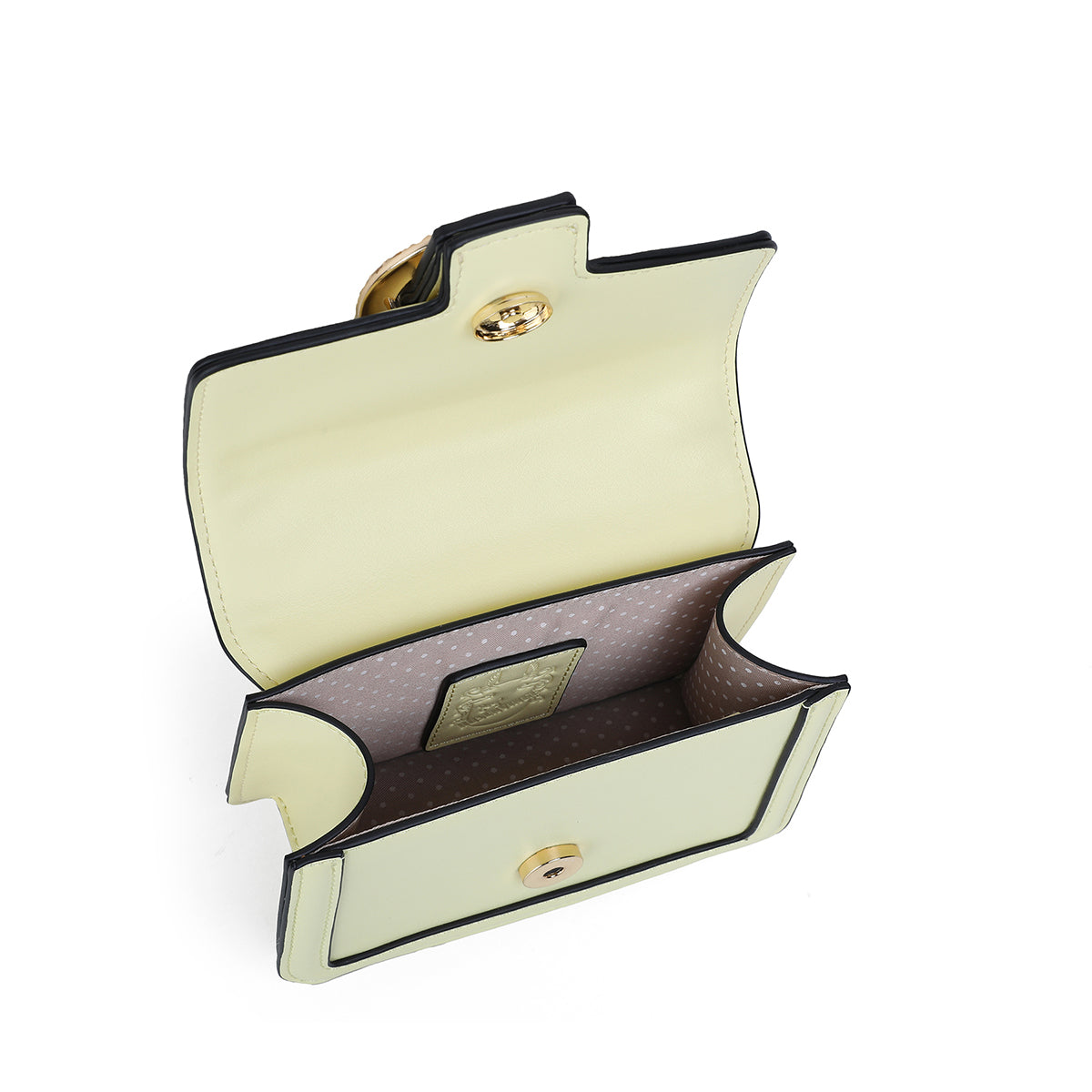 840362 Vesker, FELICIA Clutch med stor glitterspenne- lys gul