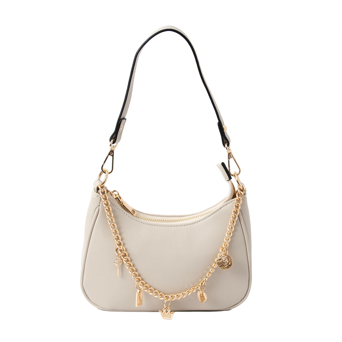 840405 Vesker, F Clutch med stor pyntelenke - lys beige