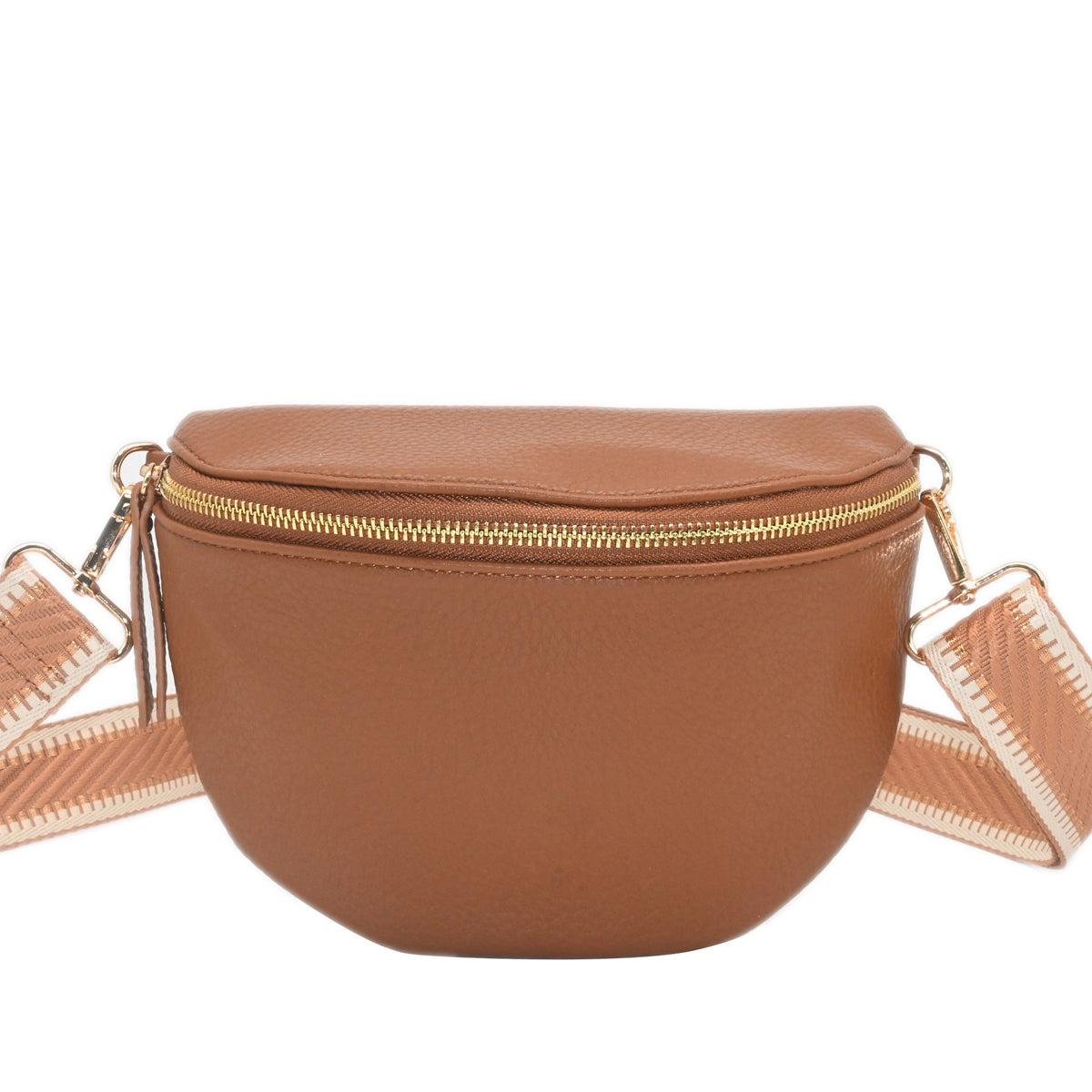840715 Vesker, PEPPER BumBag med mønstret rem - cognac