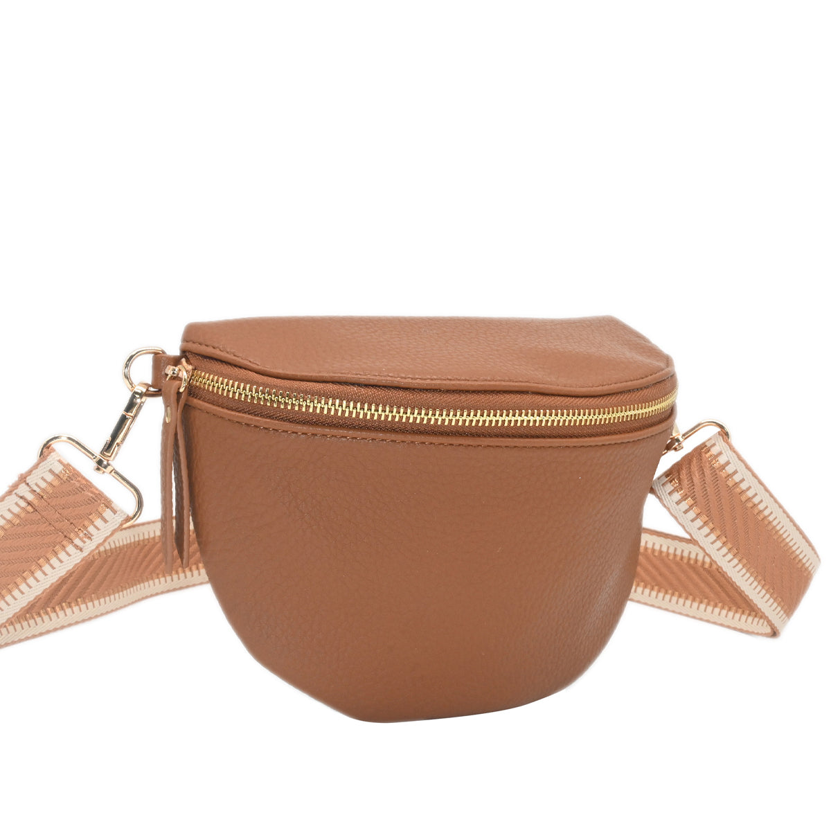 840715 Vesker, PEPPER BumBag med mønstret rem - cognac