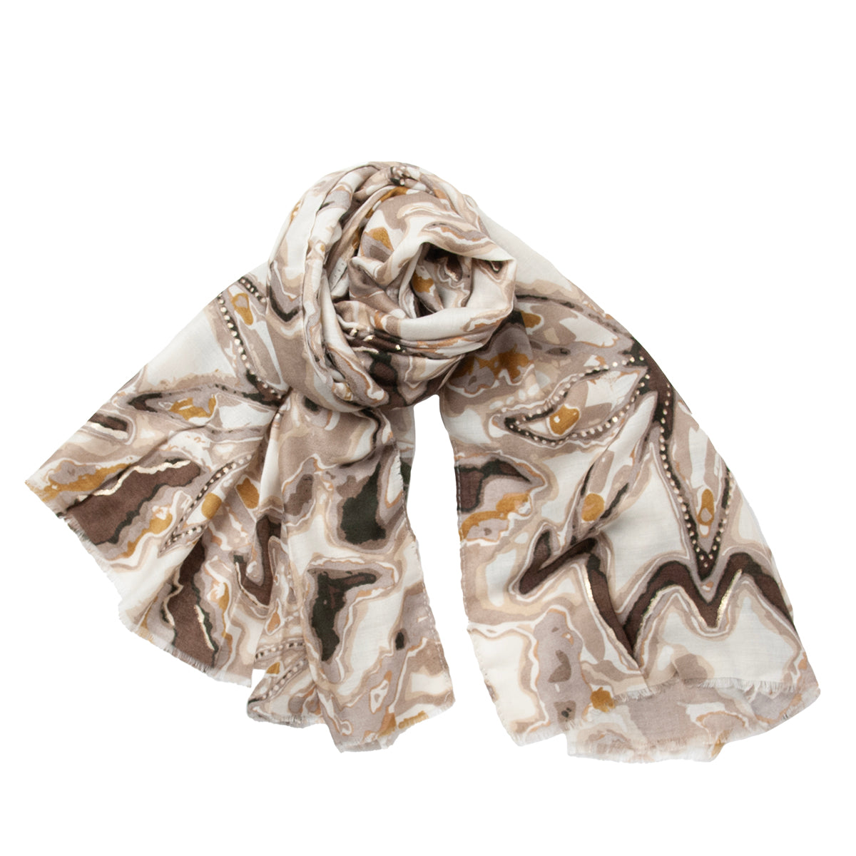 842905 Skjerf, Marmorert print - lys beige