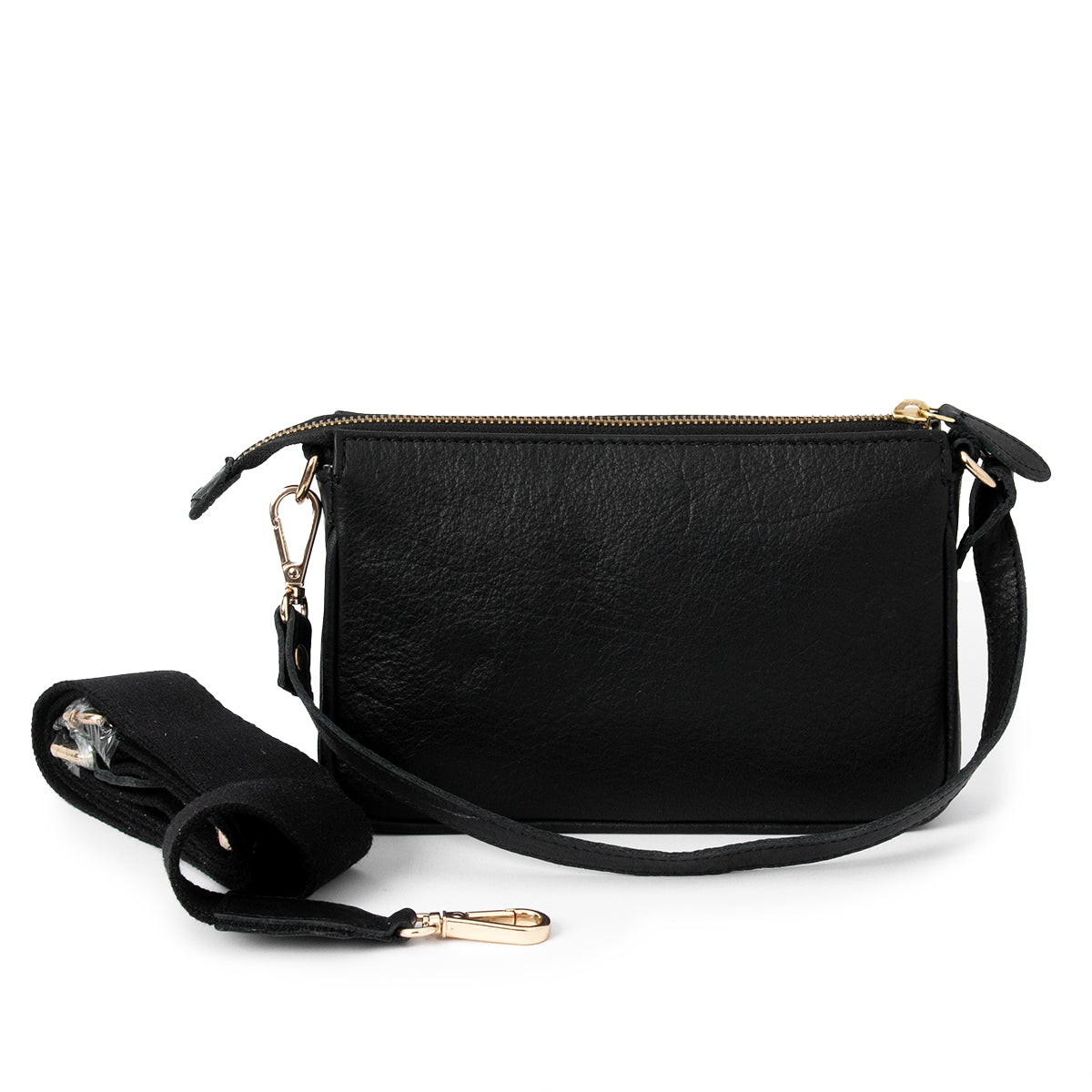 843501 Veske LIAN clutch i skinn med dobbel rem - svart