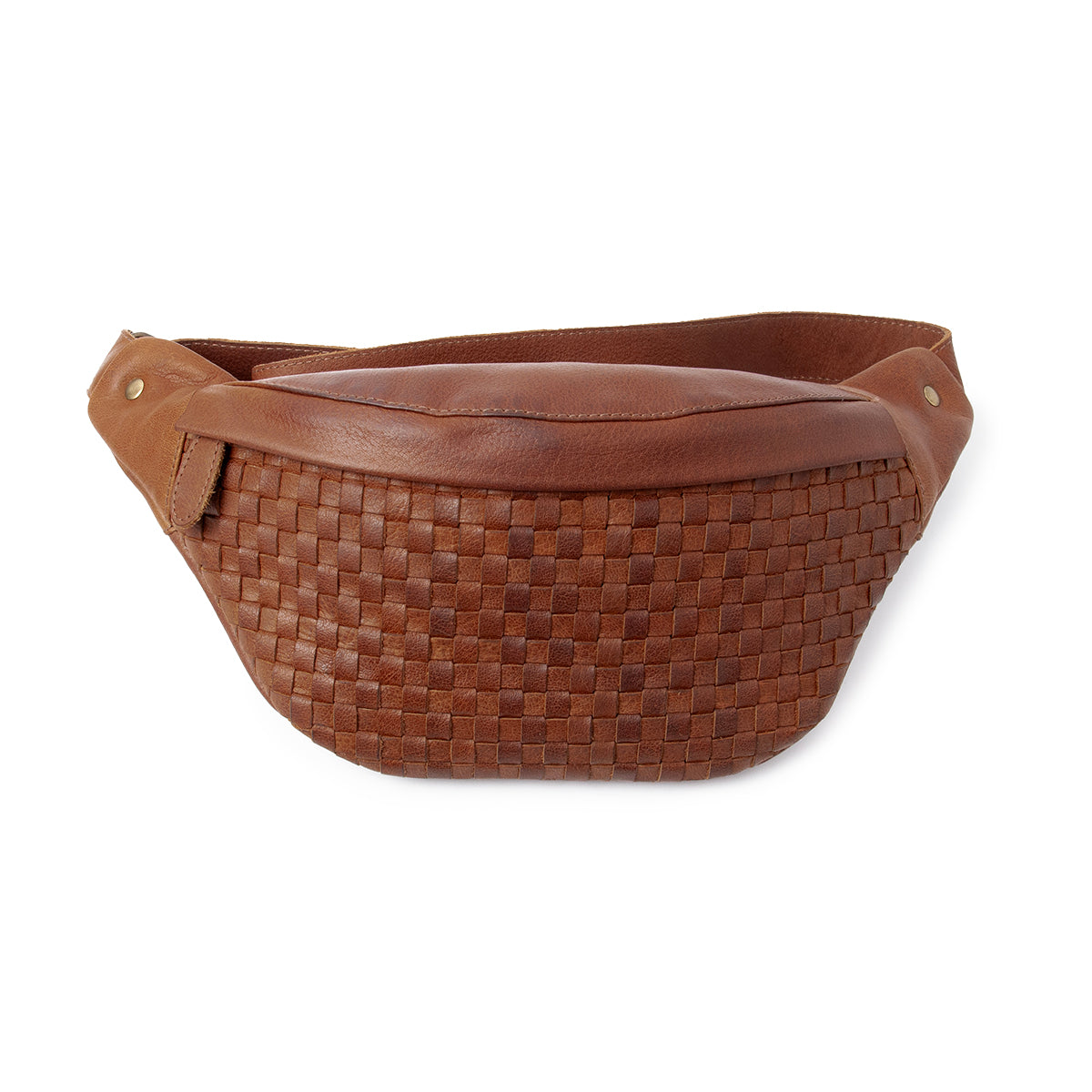 843711 Veske LUNA flette bumbag i skinn - brun