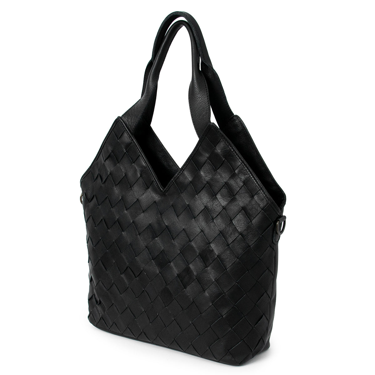 843801 Veske LOUIS stor flette shopper i skinn - svart