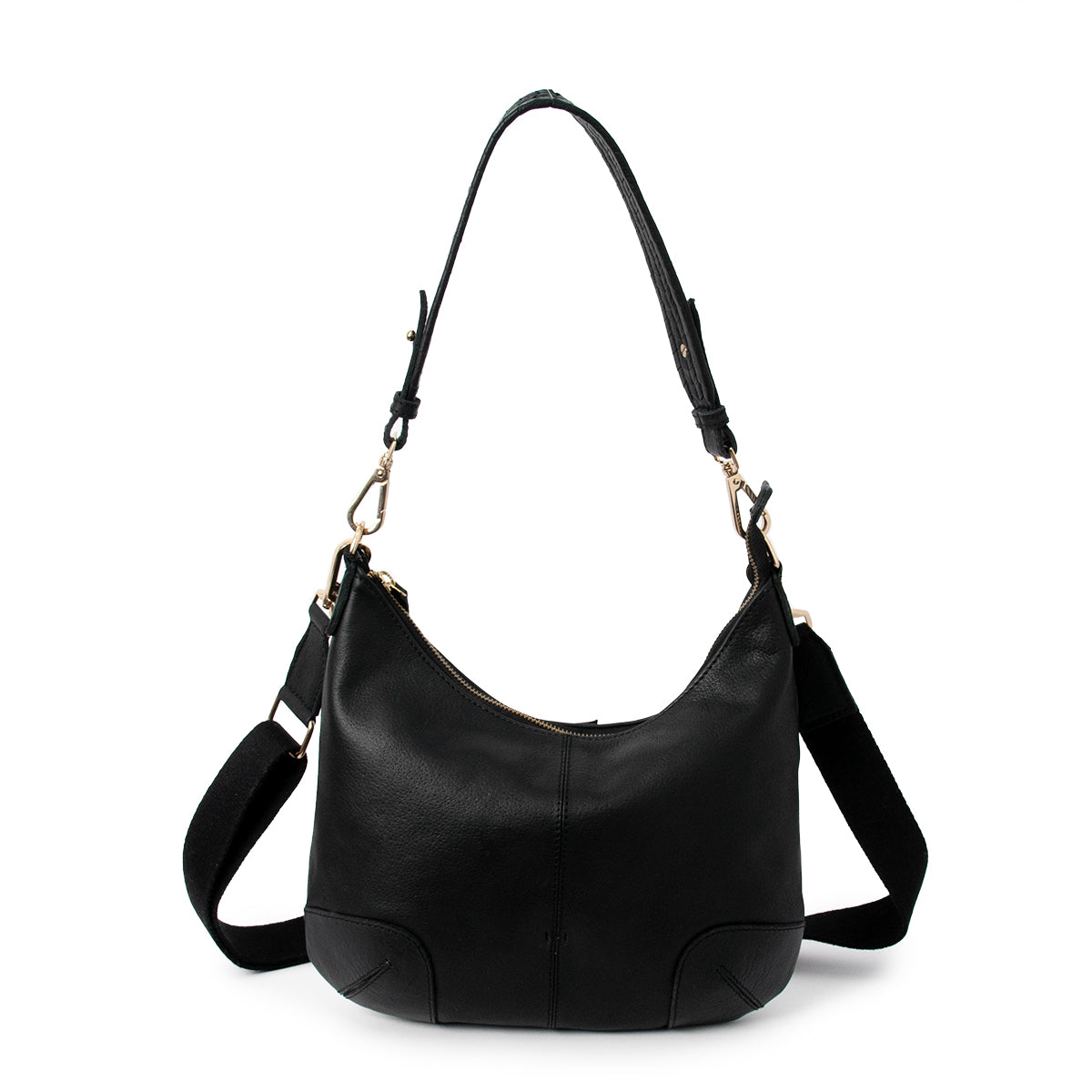 843901 Veske LØV skinn bag med dobbel skulderrem  - svart