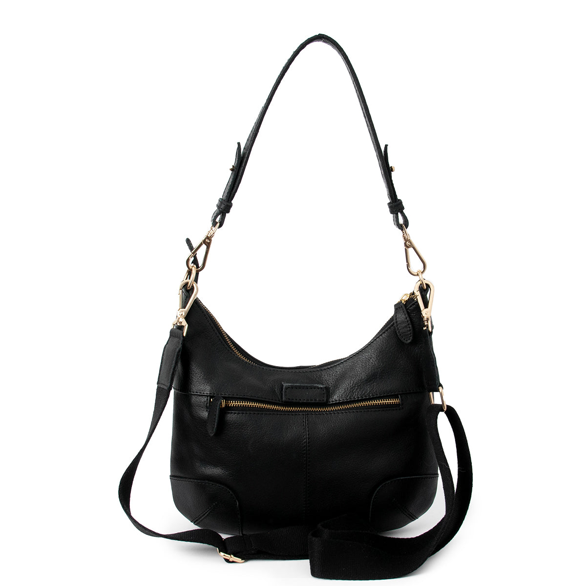 843901 Veske LØV skinn bag med dobbel skulderrem  - svart