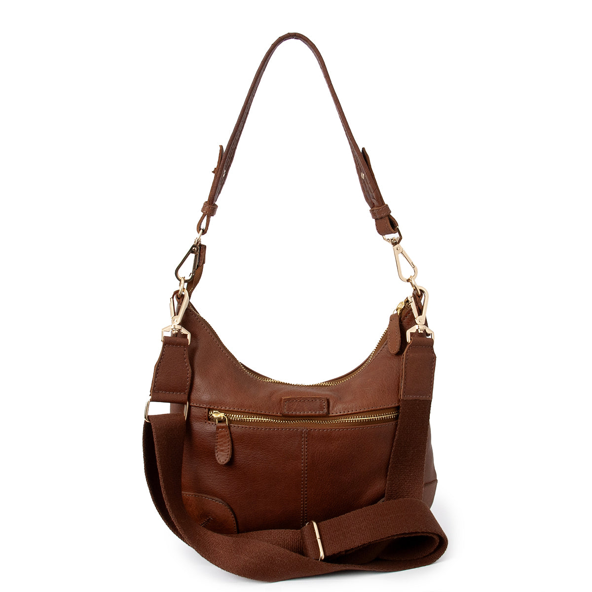 843911 Veske LØV skinn bag med dobbel skulderrem  - brun