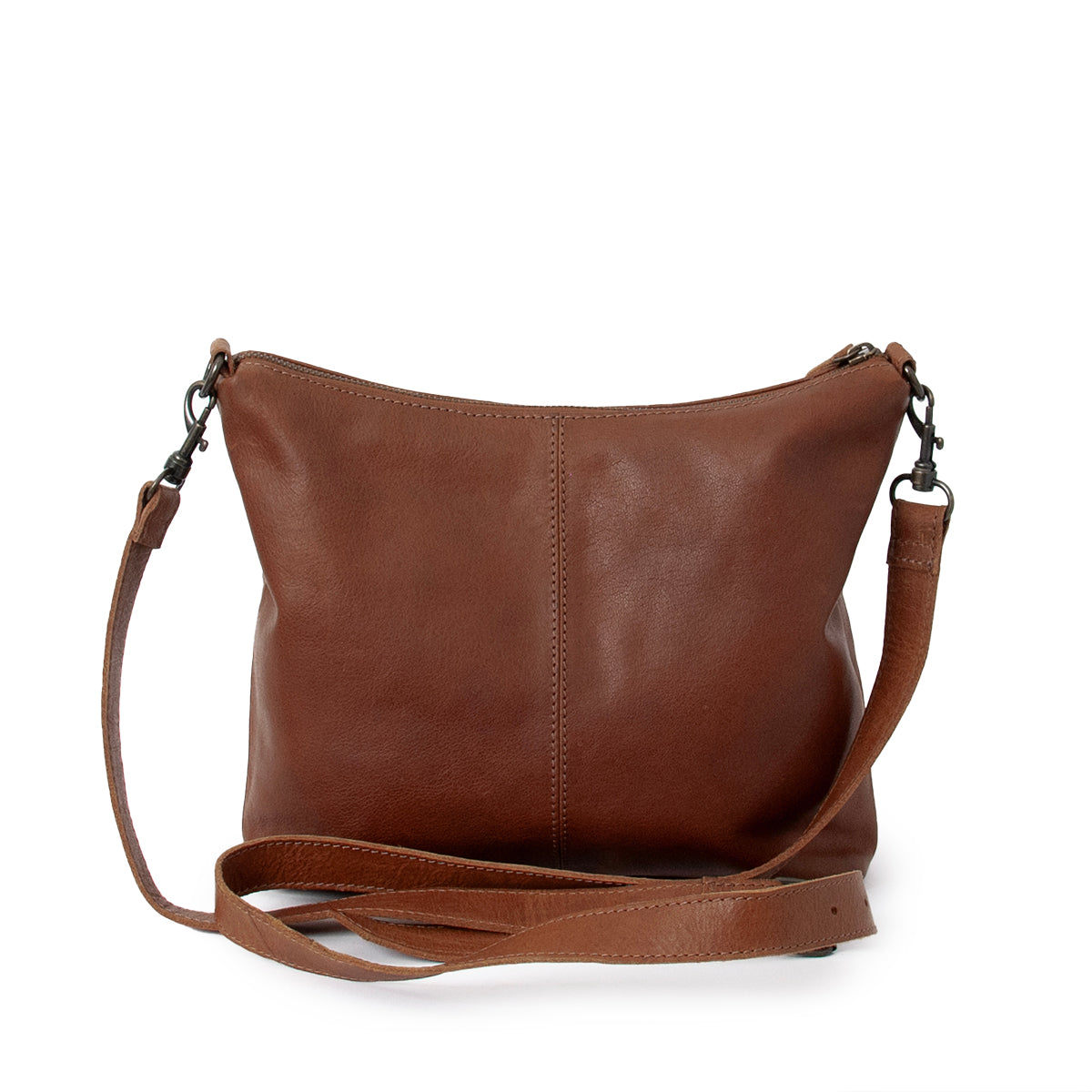 844111 Veske LINE crossbag i skinn med frontlommer - brun
