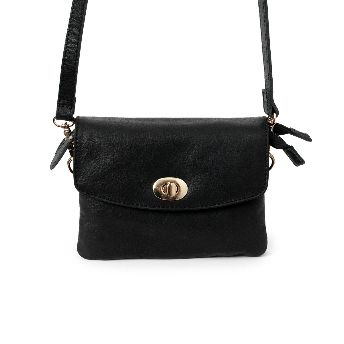 844501 Veske LONDON liten skinn clutch med frontlomme - svart