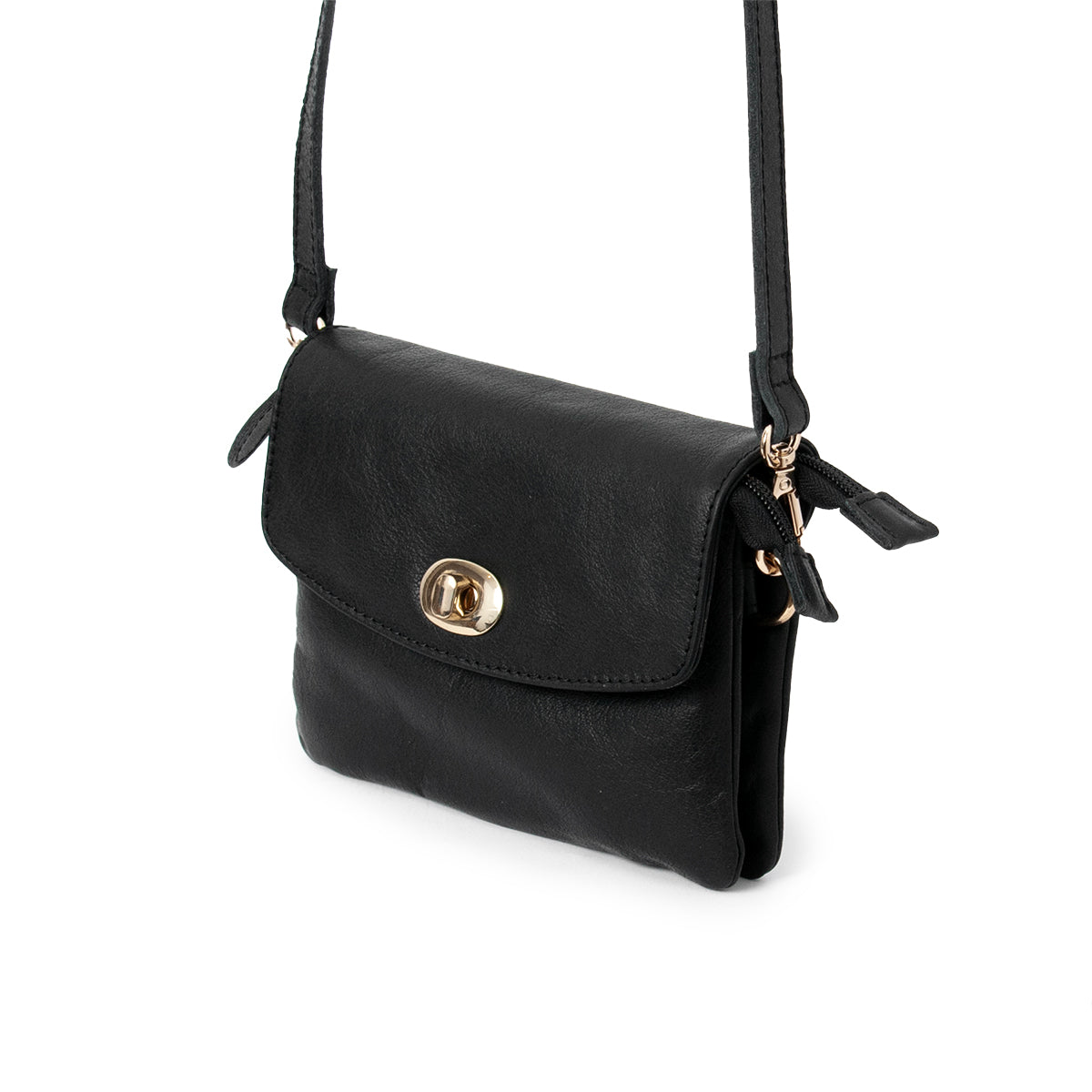 844501 Veske LONDON liten skinn clutch med frontlomme - svart