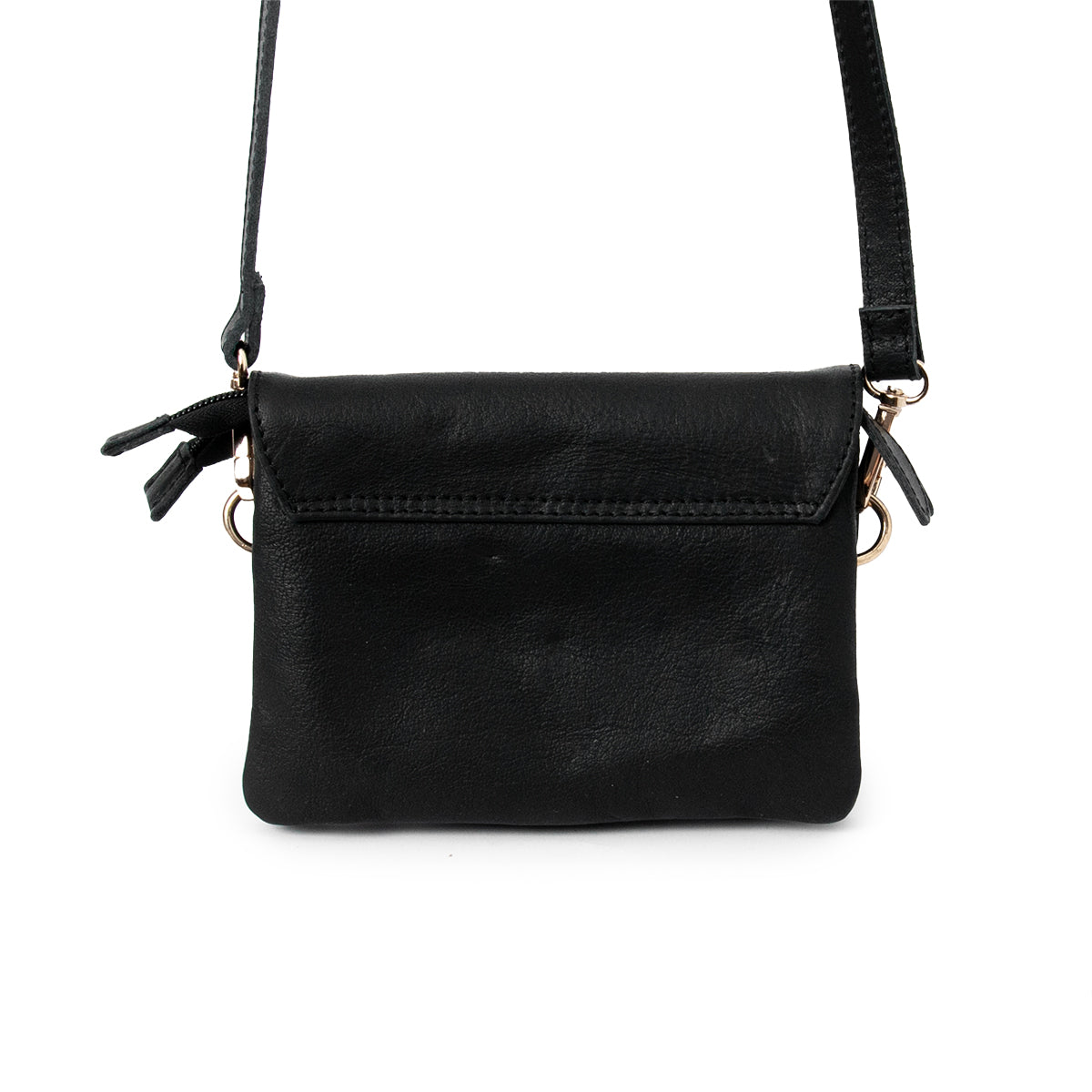 844501 Veske LONDON liten skinn clutch med frontlomme - svart