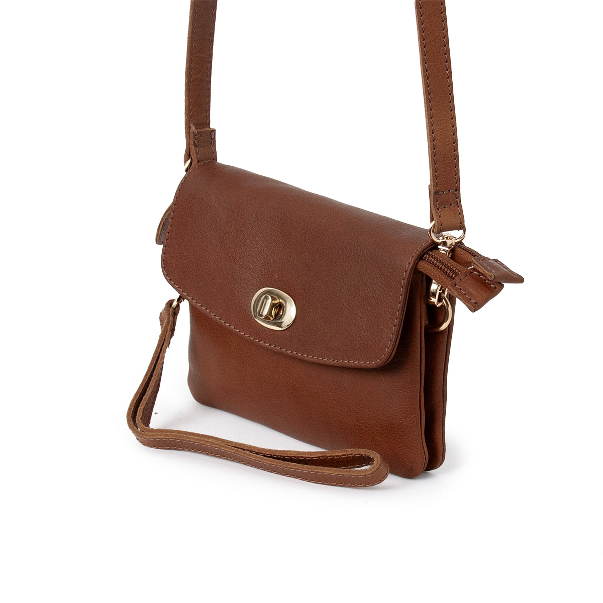 844511 Veske LONDON liten skinn clutch med frontlomme - brun