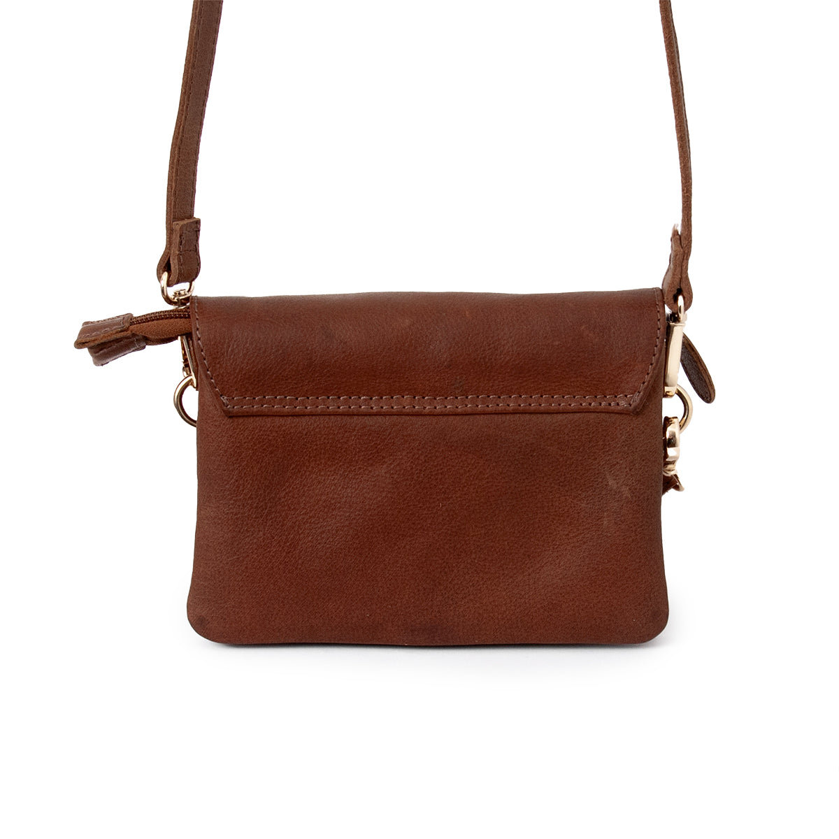 844511 Veske LONDON liten skinn clutch med frontlomme - brun