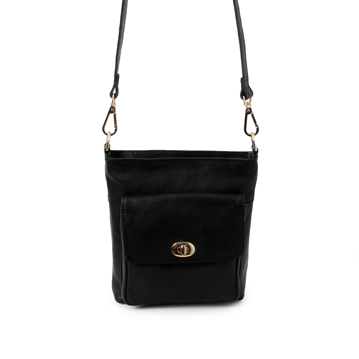 844201 Veske LUCA liten skinn crossbag med frontlomme - svart