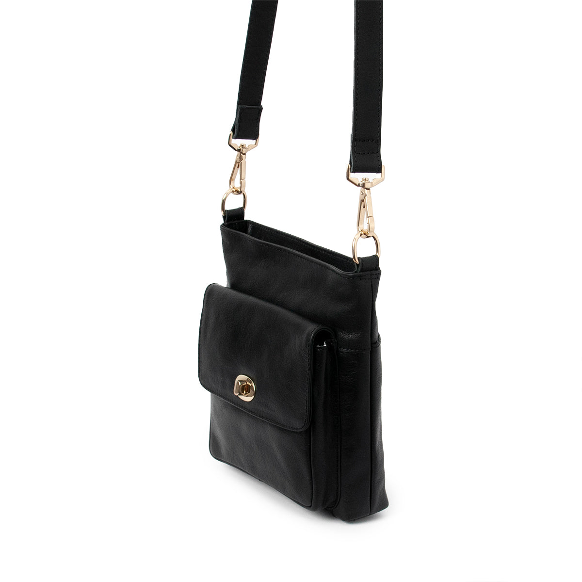 844201 Veske LUCA liten skinn crossbag med frontlomme - svart