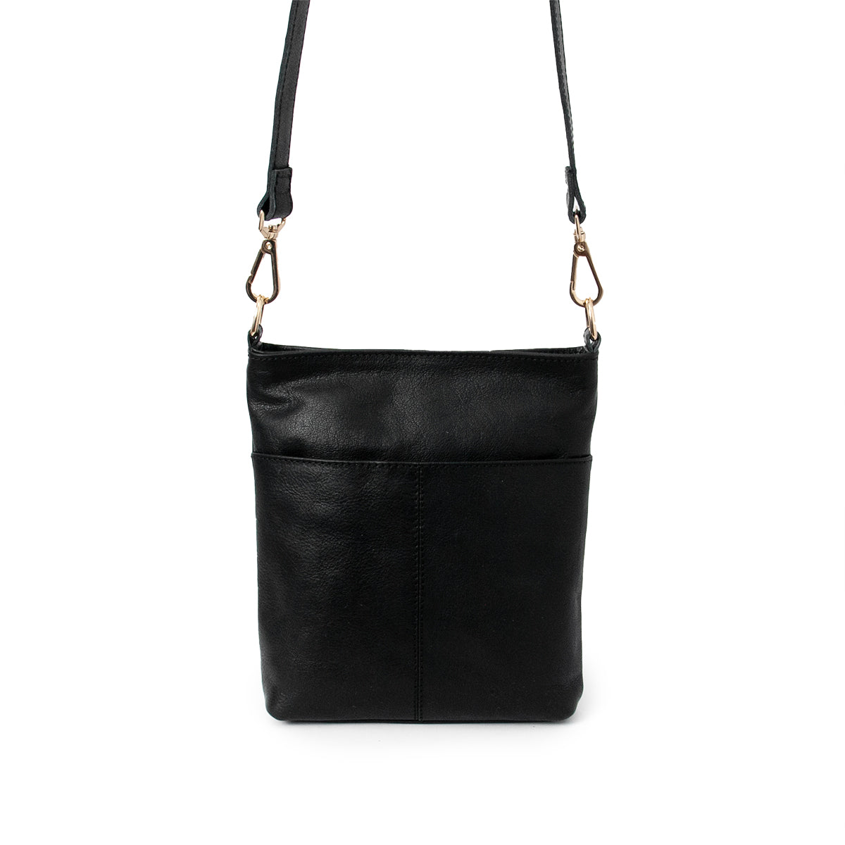 844201 Veske LUCA liten skinn crossbag med frontlomme - svart