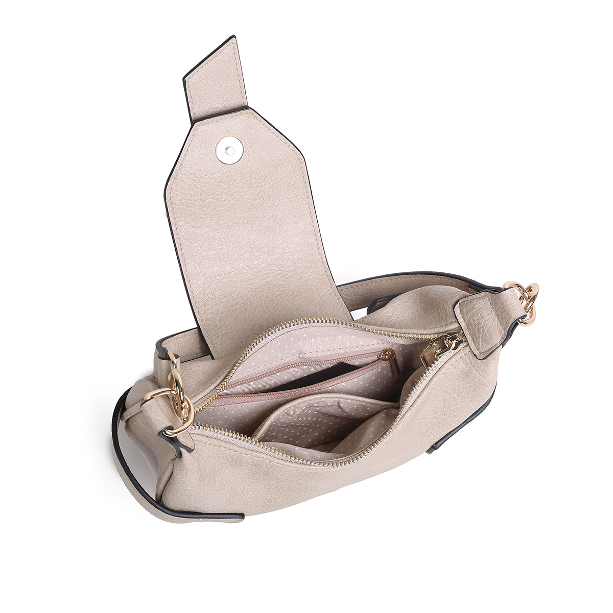 853705 Veske GWEN Crossbag med frontspenne - beige