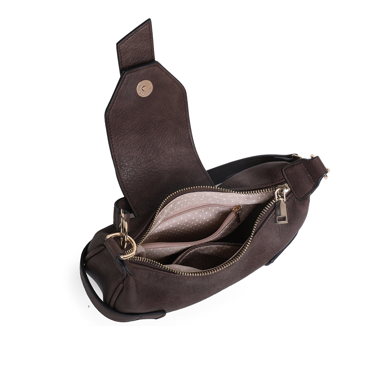 853711 Veske GWEN Crossbag med frontspenne - mørk brun