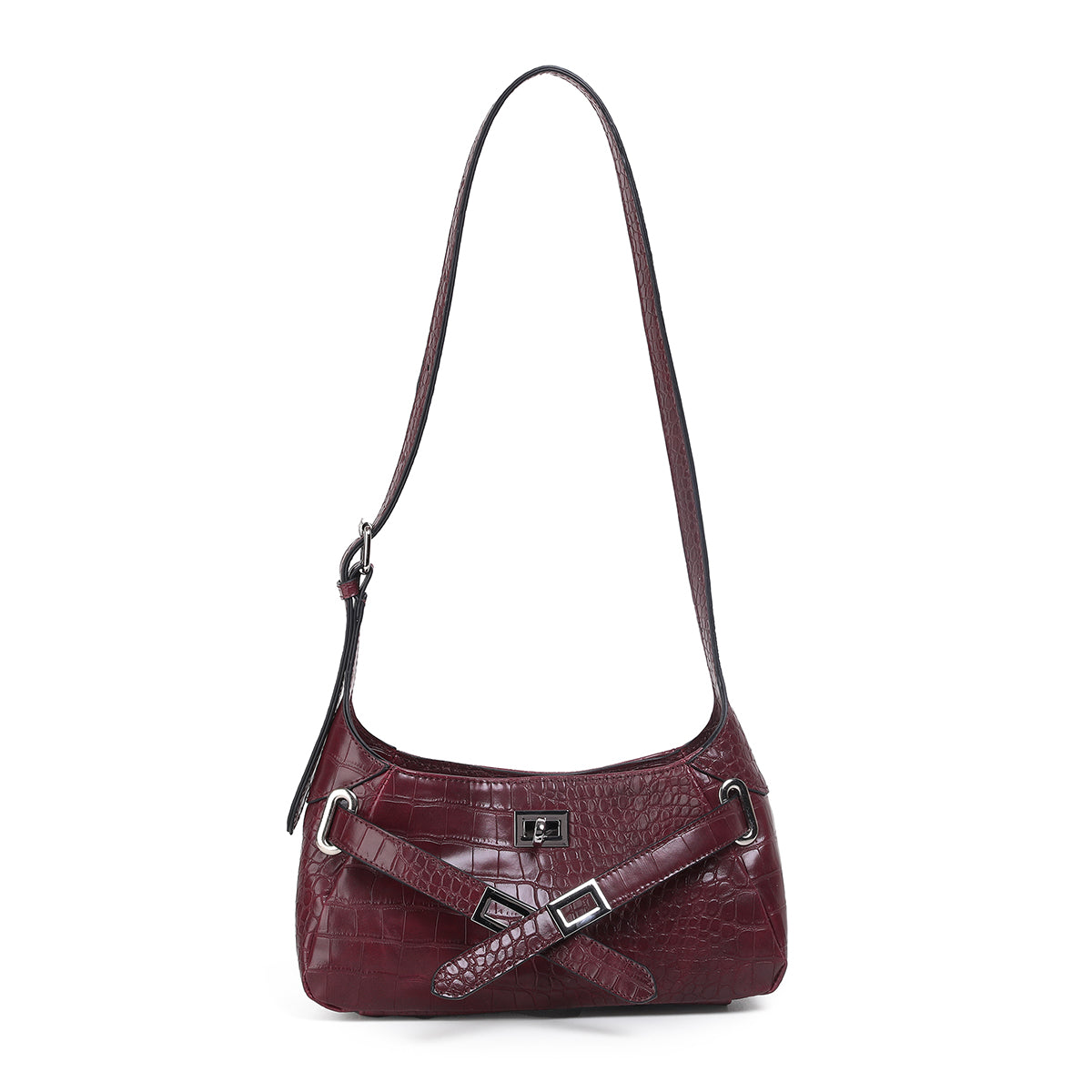 853821 Veske GABRIELLE clutch med frontspenne  - burgunder croco