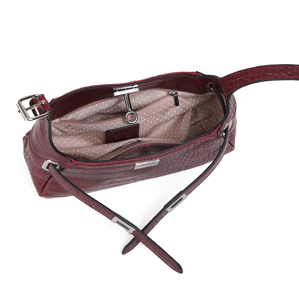 853821 Veske GABRIELLE clutch med frontspenne  - burgunder croco