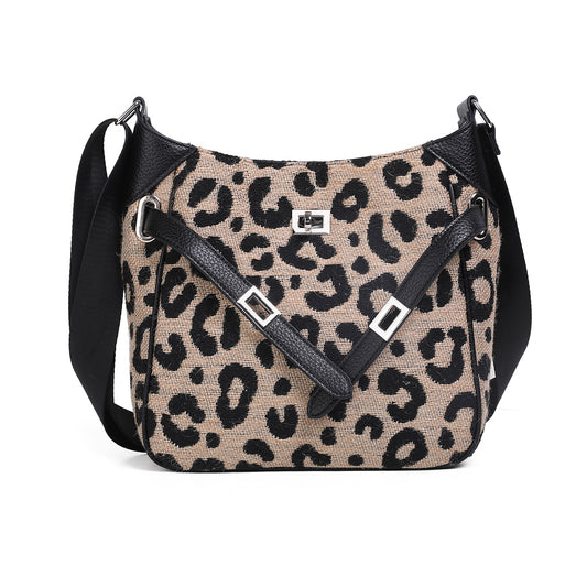 853911 Veske GRY Crossbag med frontspenne  - leopard