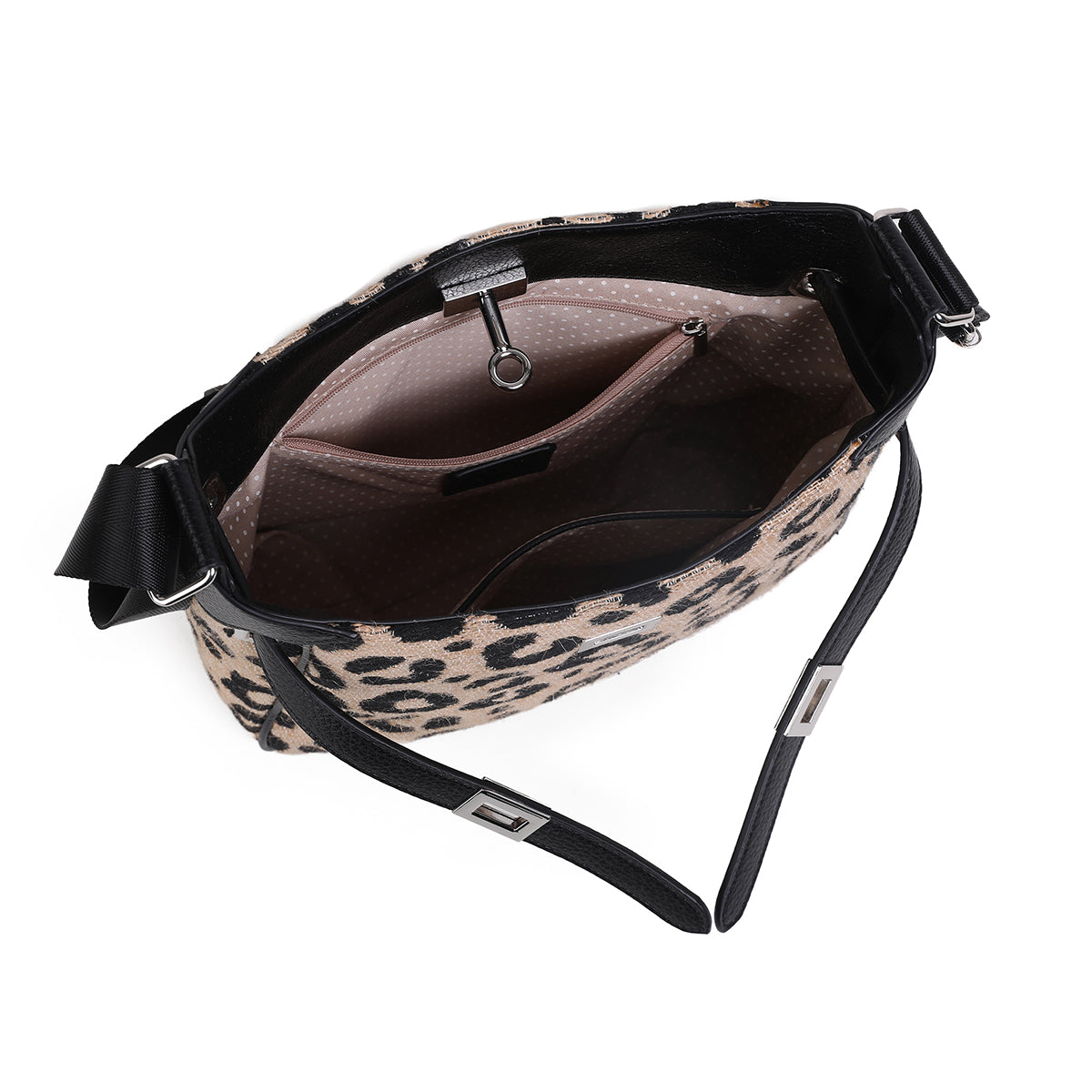 853911 Veske GRY Crossbag med frontspenne  - leopard