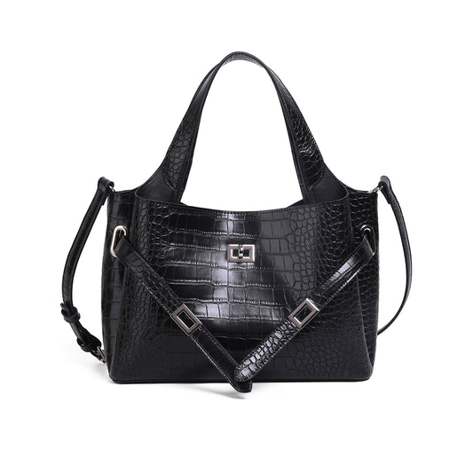 854000 Veske GINNY liten shopper med frontspenne  - svart croco